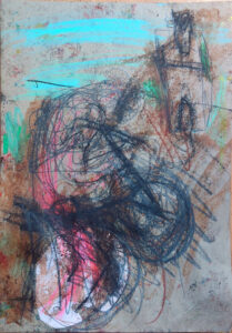 cycling past the memorial-church, grafit, color pencil, chocolate cycling past the memorial-church, grafit, color pencil, chocolate