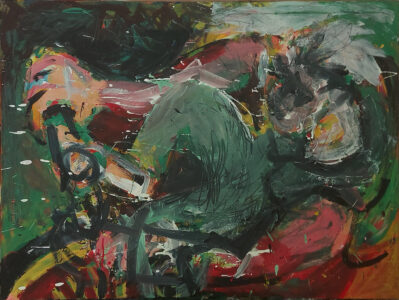 Cycling - headwind 145x95 cm, fahrradfahren-gegenwind, 145x95 cm, Eitempera etc.