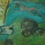 Cycling and swimming - to the sea Fahradfahren und Schwimmen - zum Meer, Eitempera / Leinwand 60x 80cm