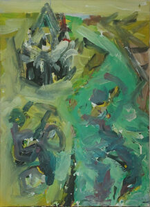 Cycling and swimming - to the sea Fahradfahren und Schwimmen - zum Meer, Eitempera / Leinwand